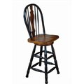 Sunset Trading Sunset Trading 24" Keyhole Barstool in Antique Black with Cherry Accents DLU-B124-24-BCH